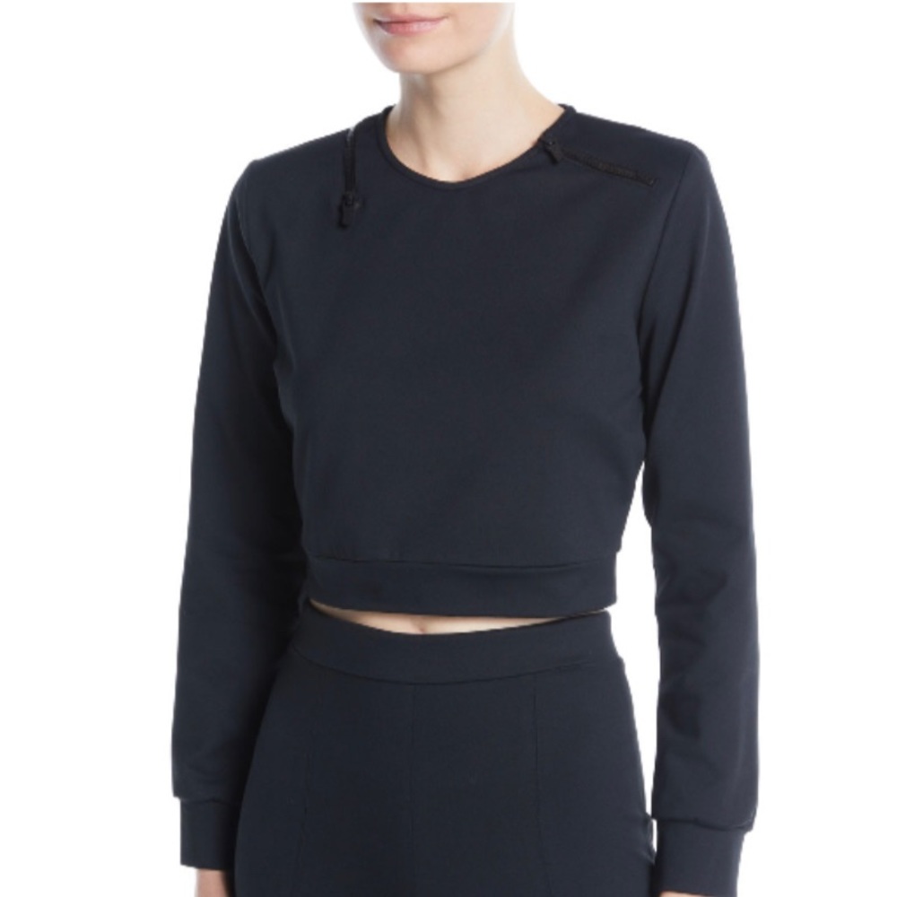 CUSHNIE black cropped sweater with zippers